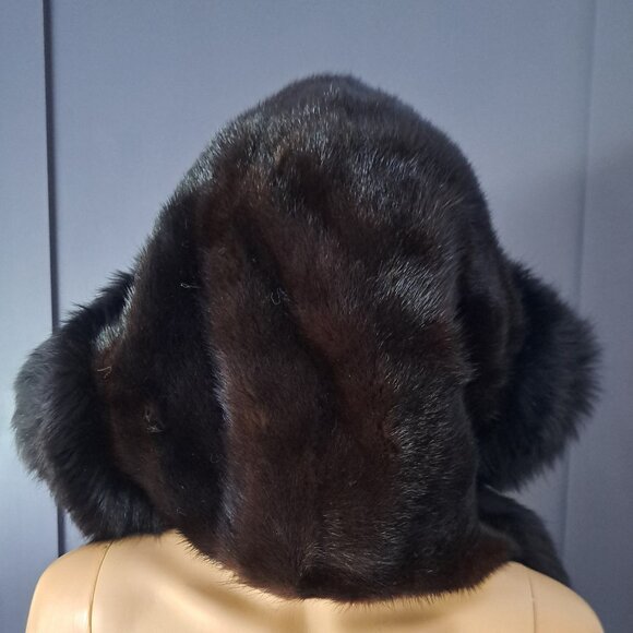 Black Fox Trim with Brown Mink Crown Hat VTG main image 4